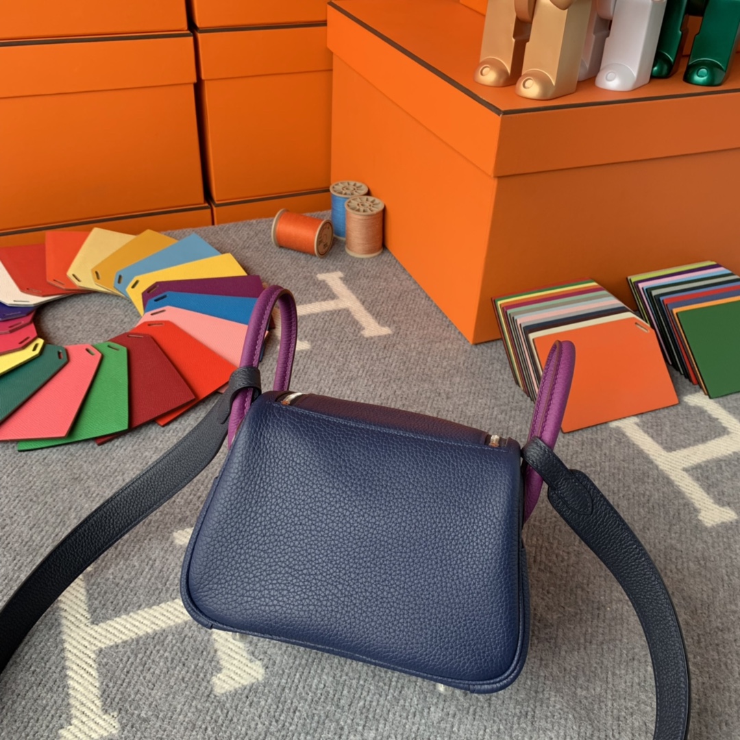 에르메스 미니 린디백 사파이어블루 퍼플 블랙